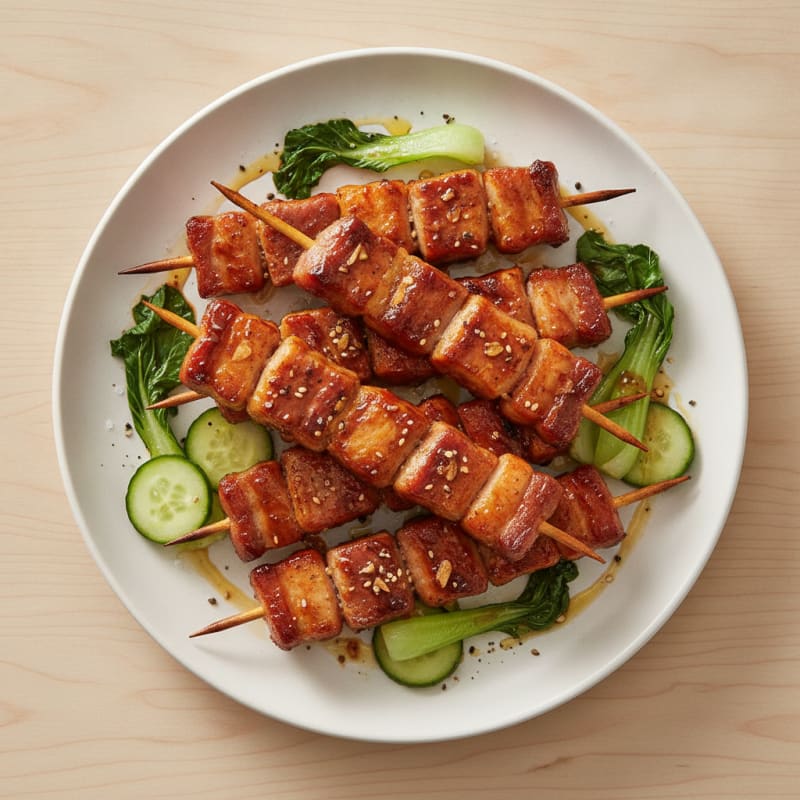 Spicy Gochujang Pork Belly Skewers