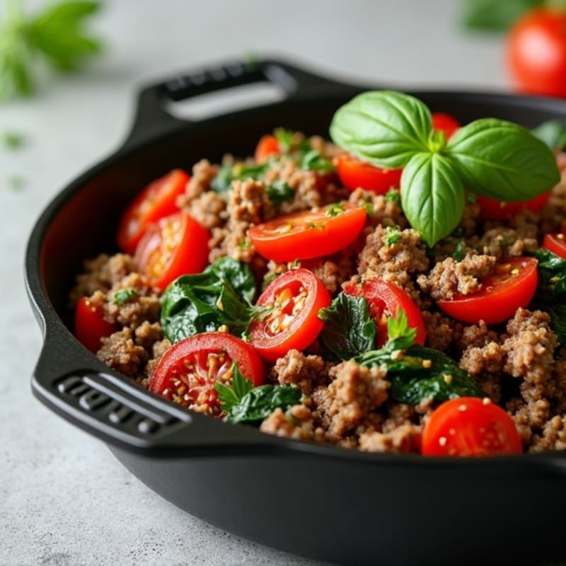 Ground Beef Skillet with Garlic, Tomatoes, and Fresh Herbs