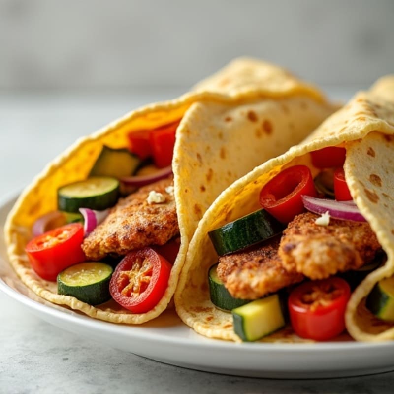 Crispy Chicken and Roasted Veggie Corn Tortilla Wraps