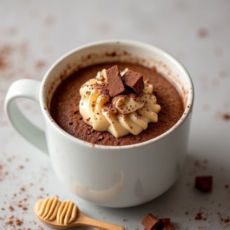 High-Protein Fluffy Chocolate Peanut Butter Mug Cake