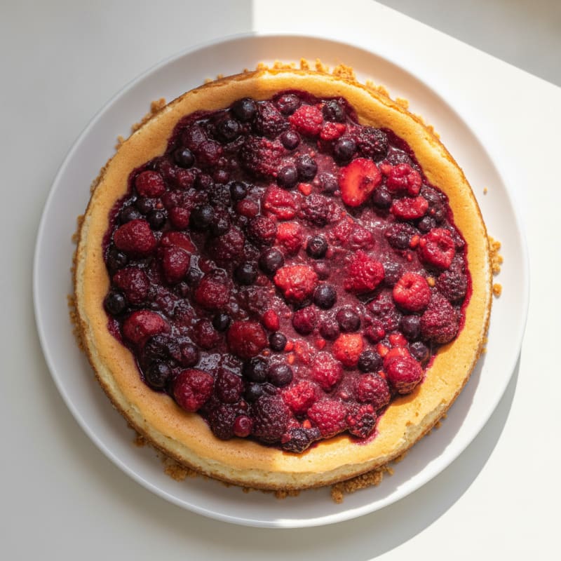 Greek Yogurt Protein Cheesecake with Berry Compote