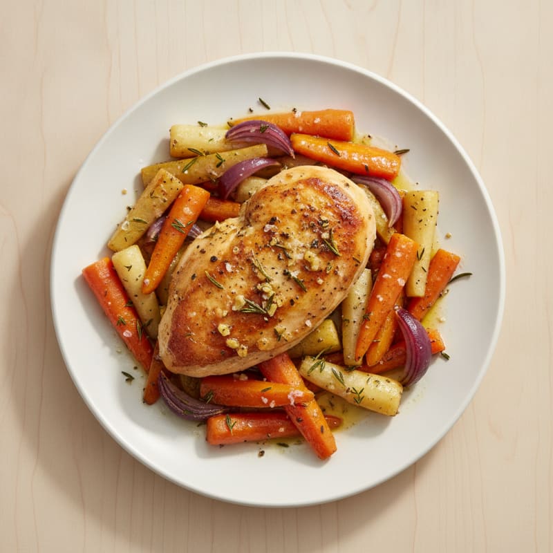 Garlic Herb Roasted Chicken with Root Vegetables