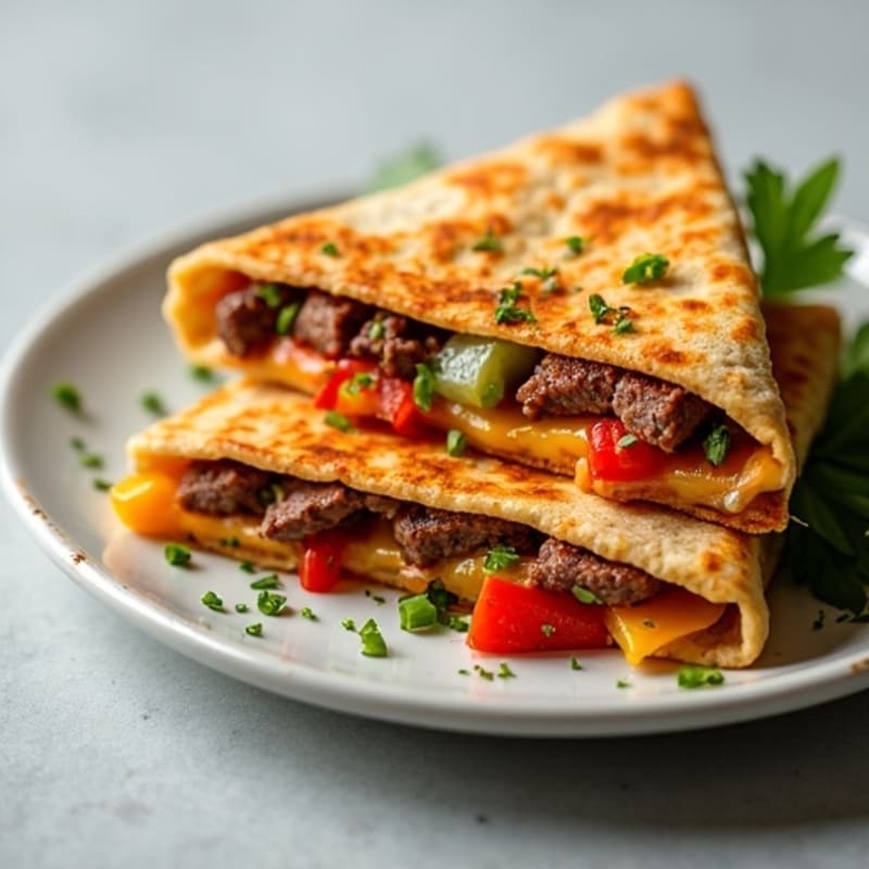 Spicy Lime Steak Quesadilla with Bell Peppers
