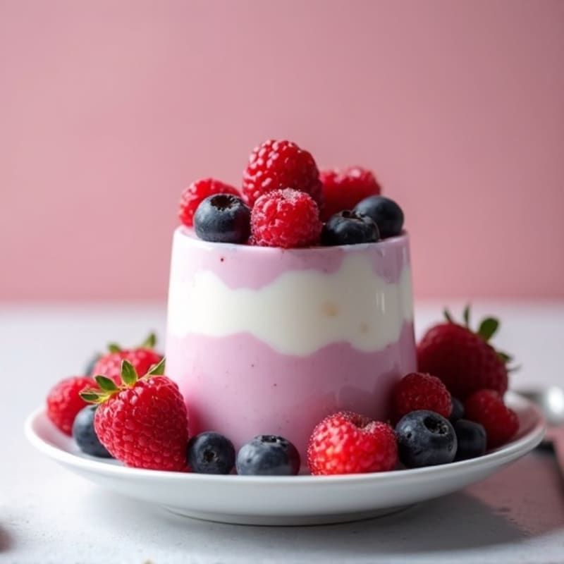 Greek Yogurt Protein Mousse with Mixed Berries
