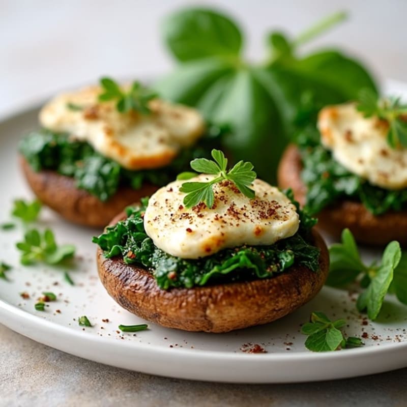 Herb-Spinach Stuffed Portobello Mushrooms with Goat Cheese