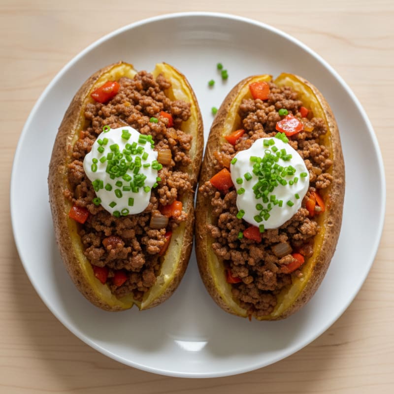 Ground Beef Stuffed Baked Potatoes