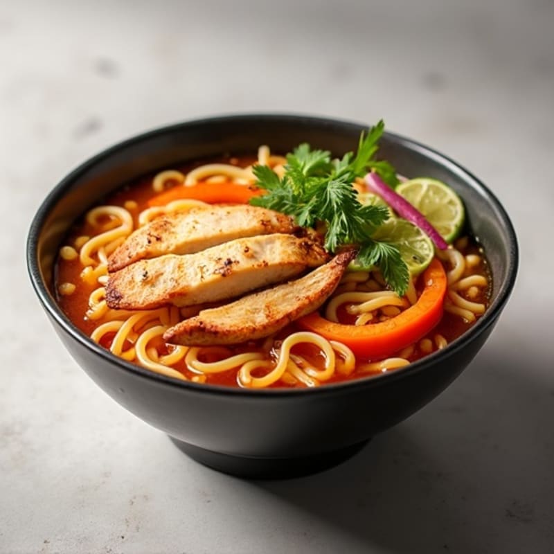 Spicy Sriracha Chicken Ramen with Vegetables