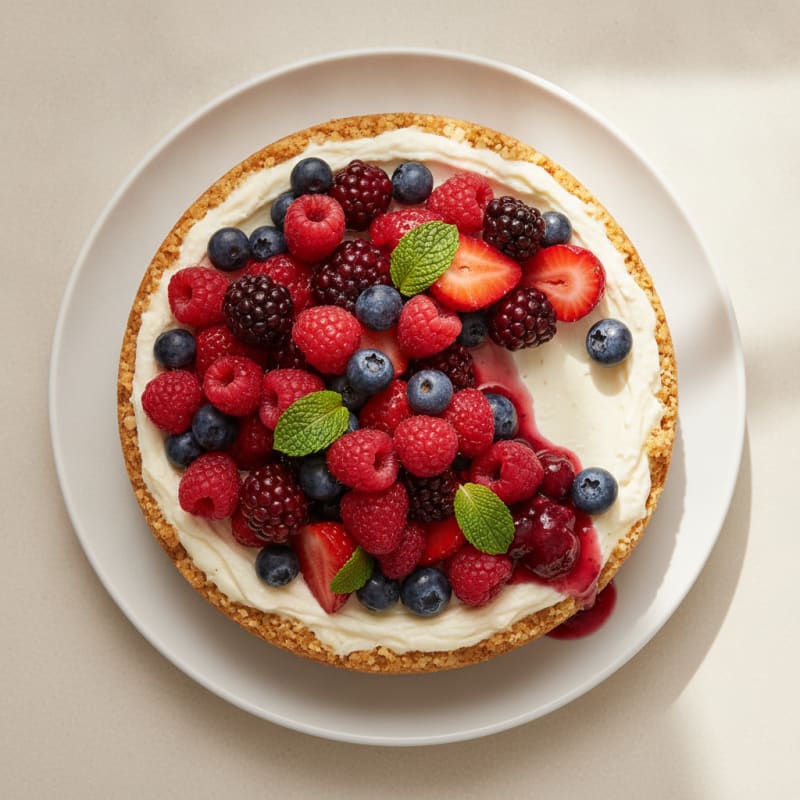 Greek Yogurt Protein Cheesecake with Fresh Berries