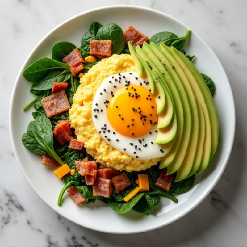 Egg White Scramble with Spinach and Turkey Bacon