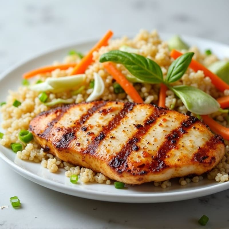 Grilled Chicken Breast with Quinoa and Crunchy Cabbage Slaw