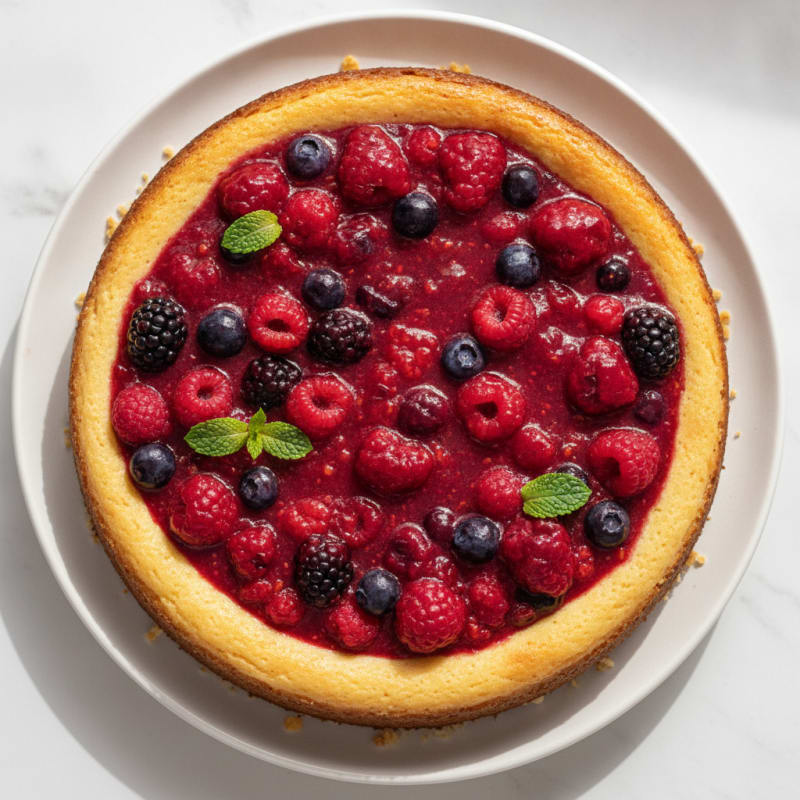 Greek Yogurt Protein Cheesecake with Mixed Berries
