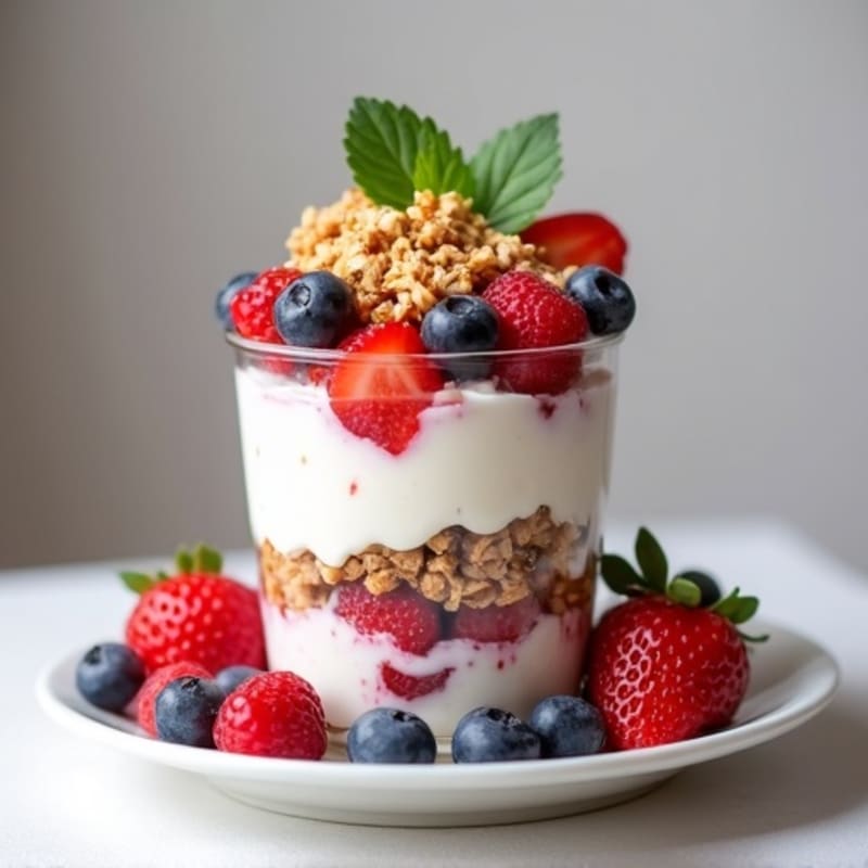 Greek Yogurt Protein Parfait with Mixed Berries and Almond Butter