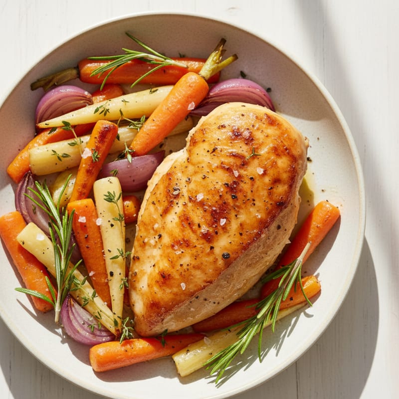 Roasted Chicken with Herbs and Root Vegetables