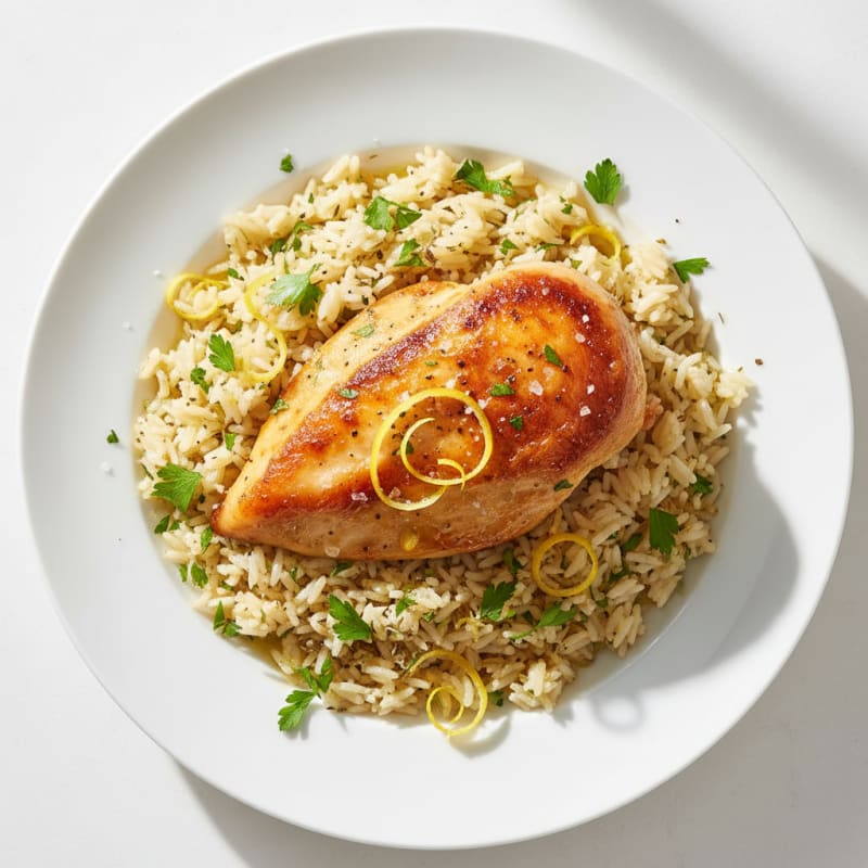 Lemon Herb Rice Pilaf with Roasted Chicken