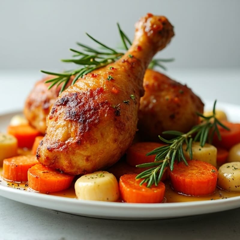 Crispy Herb-Roasted Chicken Drumsticks with Roasted Root Vegetables