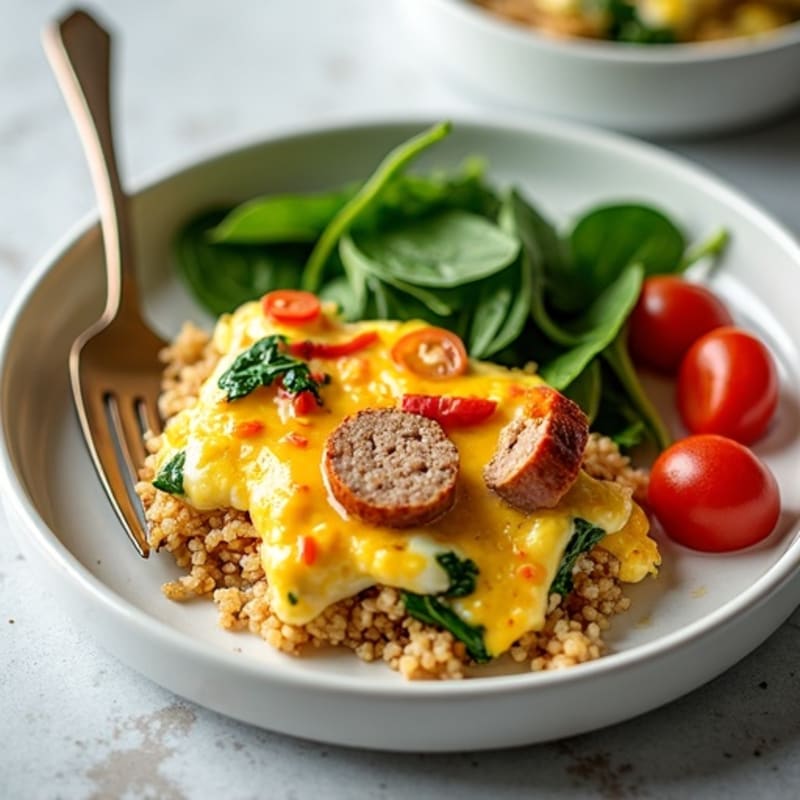 Egg White and Turkey Sausage Scramble with Spinach and Tomatoes