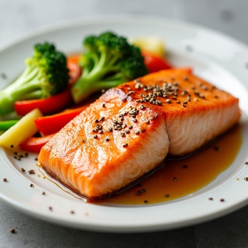 Honey-Ginger Glazed Salmon with Sesame Vegetables