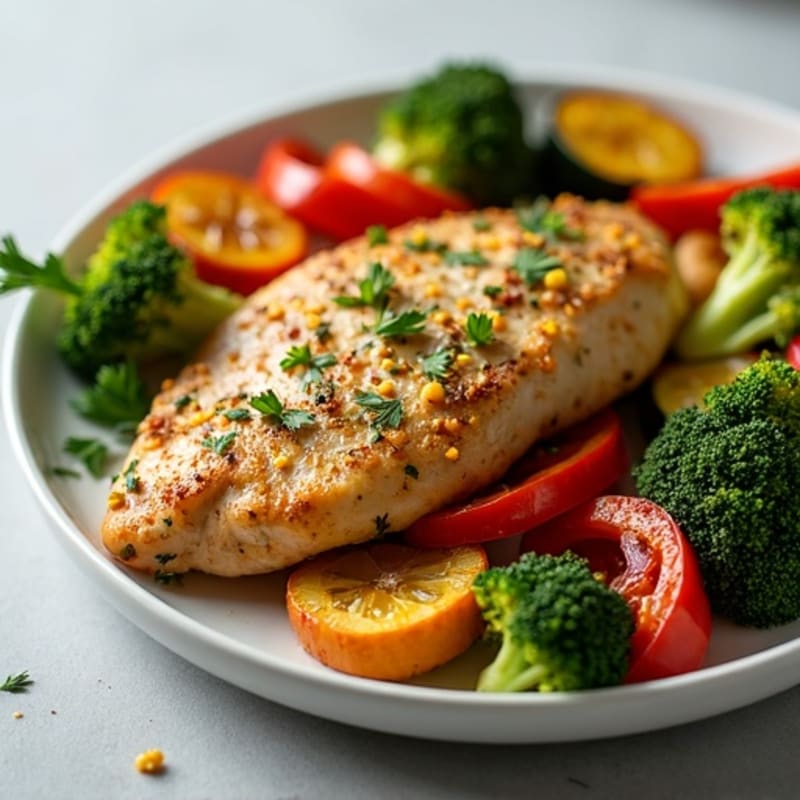 Herb-Crusted Pan Seared Chicken with Roasted Vegetables