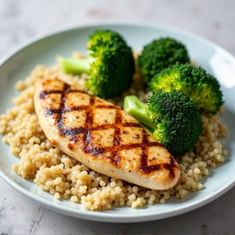 Grilled Chicken Breast with Roasted Broccoli and Quinoa