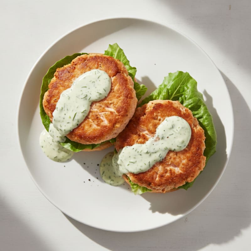 Pan-Seared Salmon Burgers with Dill Aioli