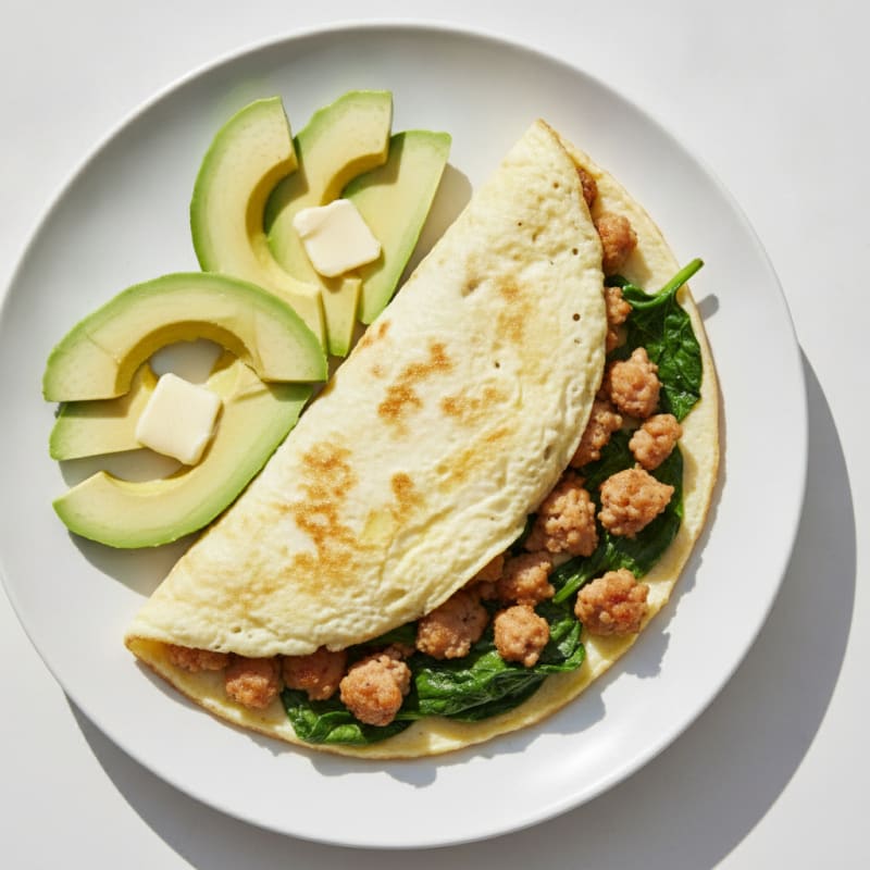 Egg White Omelette with Turkey Sausage and Spinach