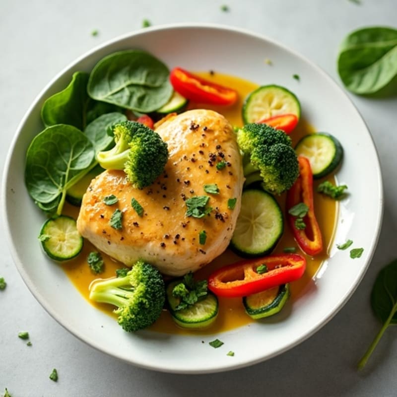 Creamy Green Curry Chicken with Fresh Vegetables