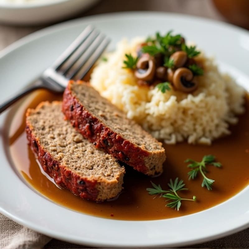 Lean Meatloaf with Savory Mushroom Gravy