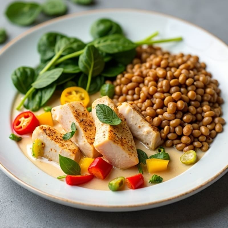 Creamy Coconut Chicken with Spiced Lentils