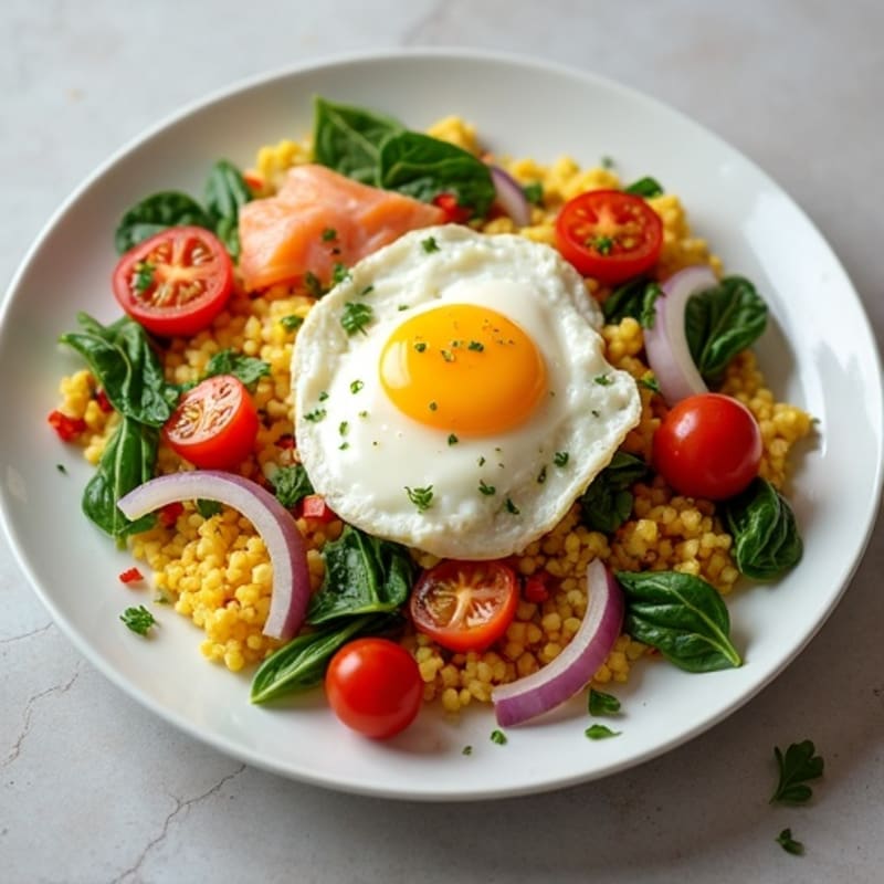 Egg White Veggie Scramble with Smoked Salmon