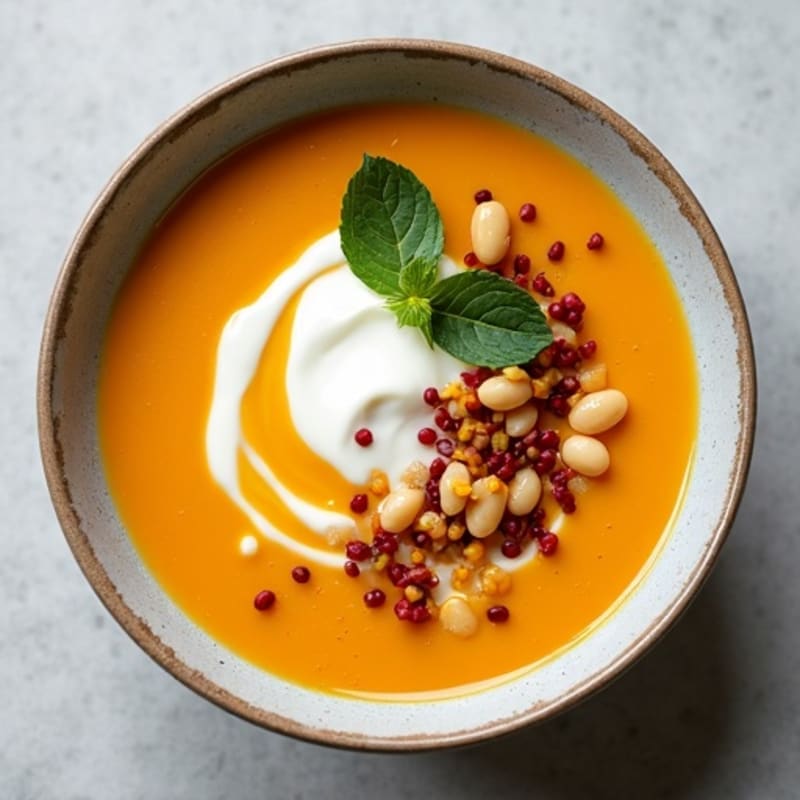 Creamy Roasted Butternut Squash Soup with White Beans and Greek Yogurt