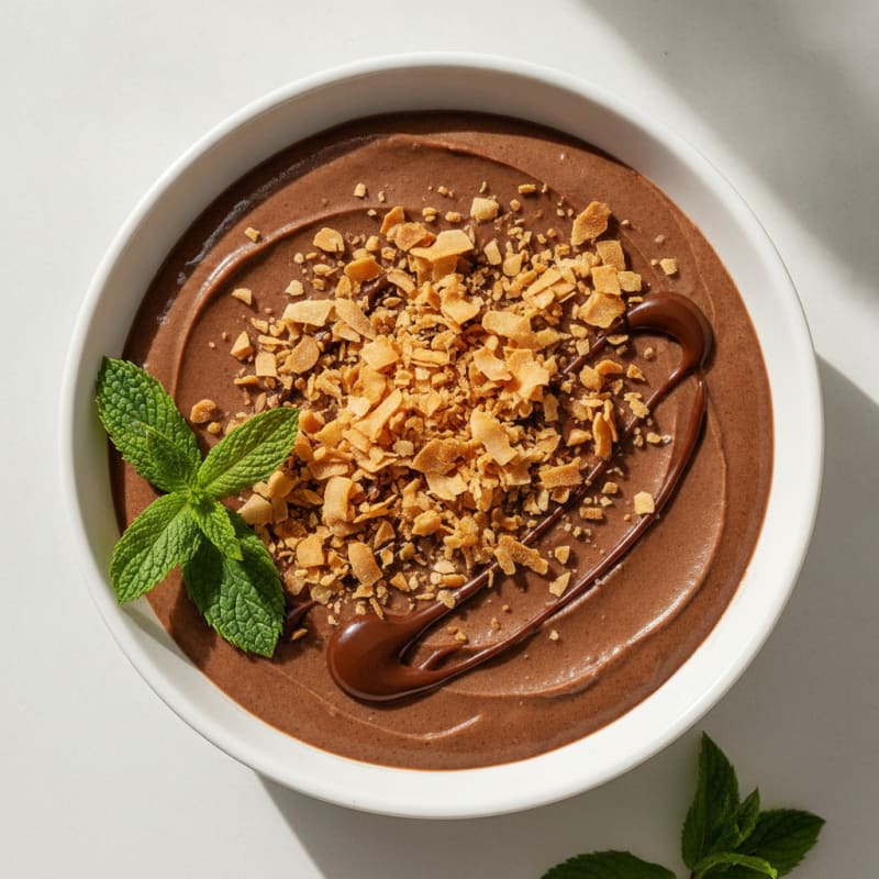 Silky Chocolate Protein Pudding with Toasted Coconut