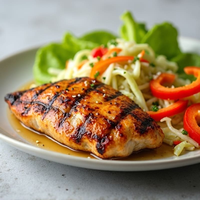Grilled Chicken Breast with Crunchy Cabbage Slaw