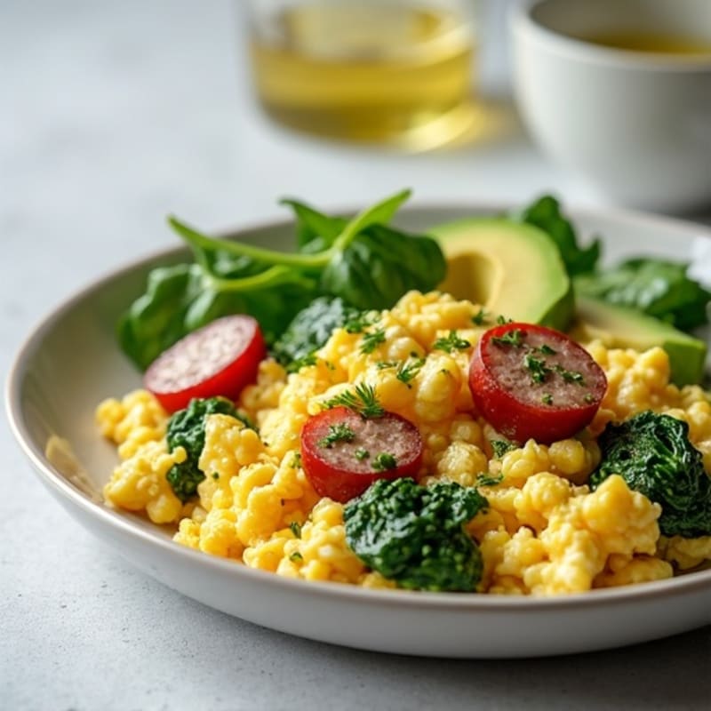 Egg White Scramble with Spinach and Turkey Sausage