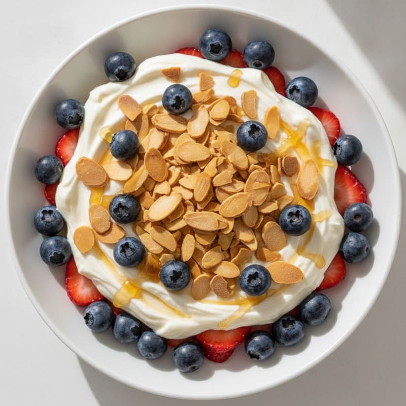 Greek Yogurt Protein Parfait with Berries and Almonds