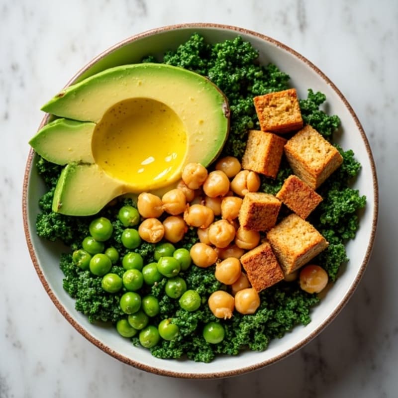 Crunchy Avocado Kale Bowl with Citrus Vinaigrette