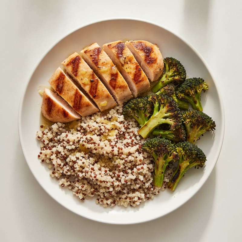 Grilled Chicken Breast with Roasted Broccoli and Quinoa