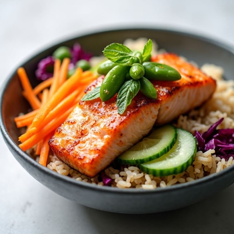 Fresh Salmon Rice Bowl with Crunchy Vegetables