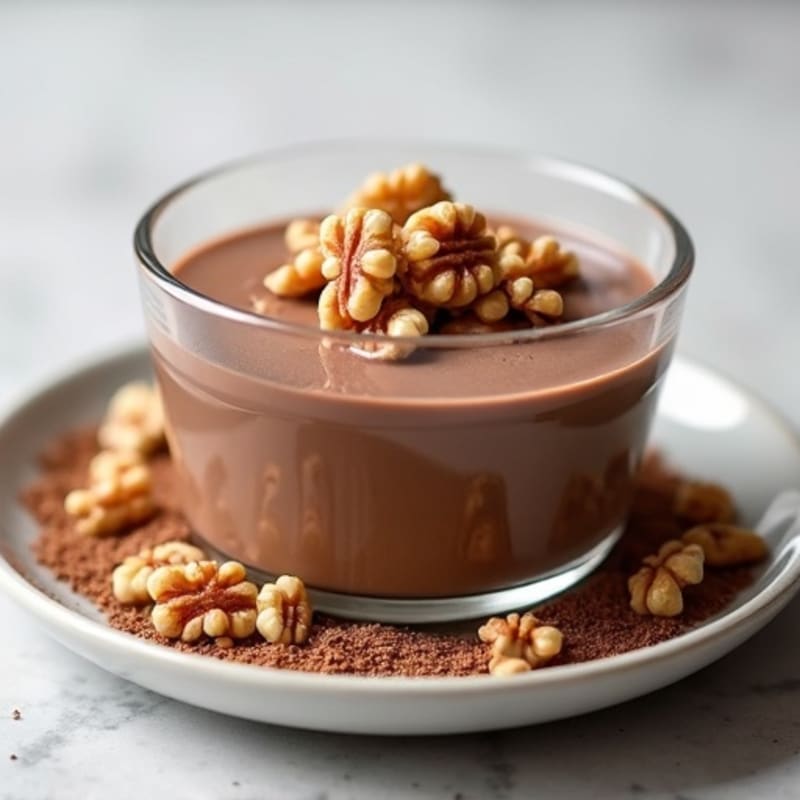 Silky Chocolate Protein Pudding with Toasted Walnuts