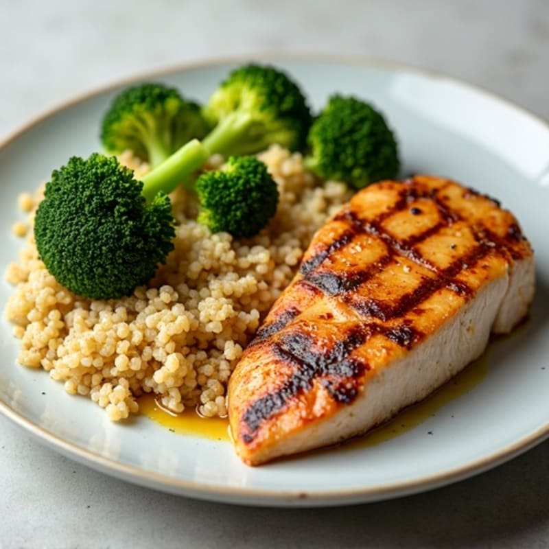 Grilled Turkey Breast with Roasted Broccoli and Quinoa