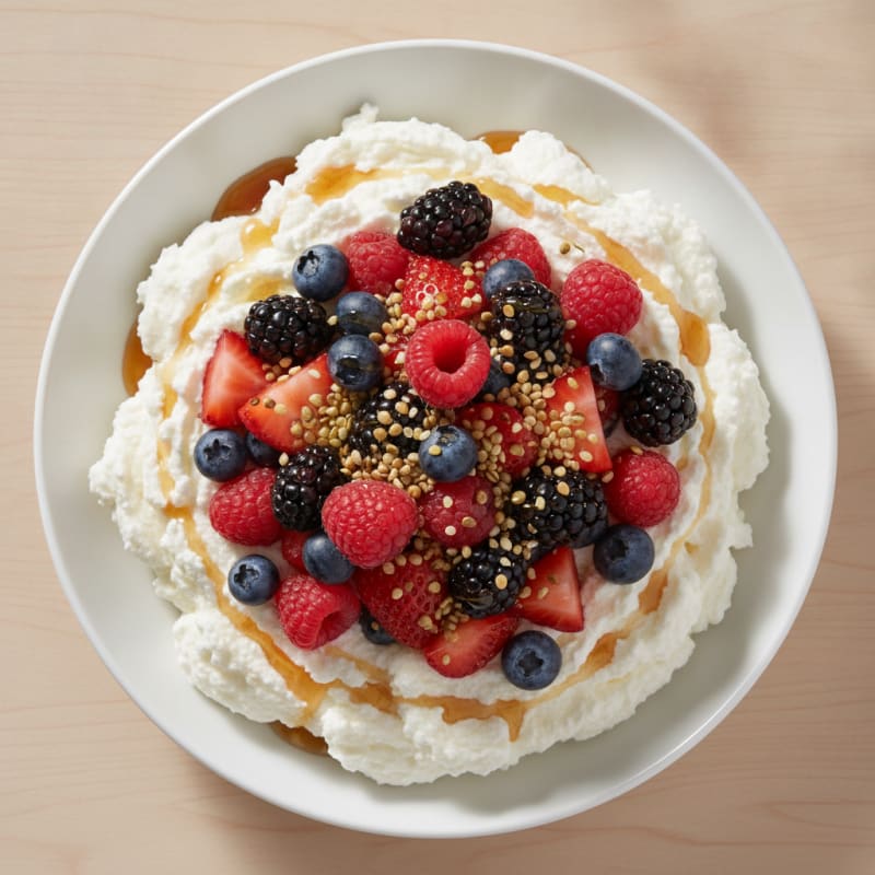 Greek Yogurt Protein Mousse with Mixed Berries