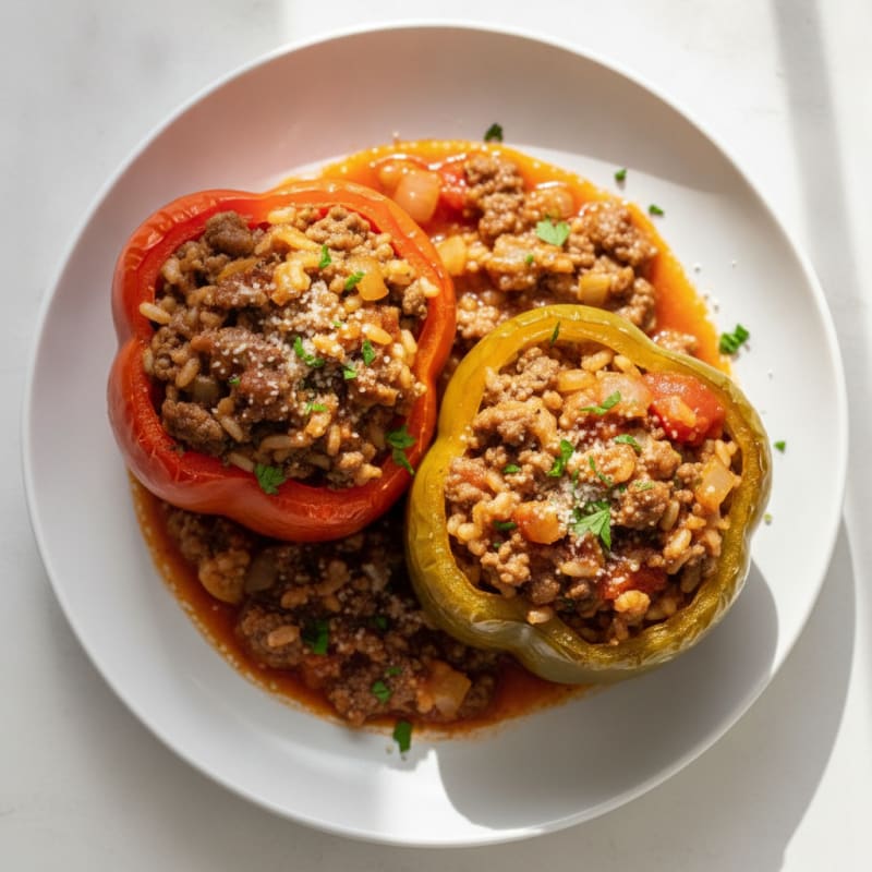 Beef and Rice Stuffed Bell Peppers