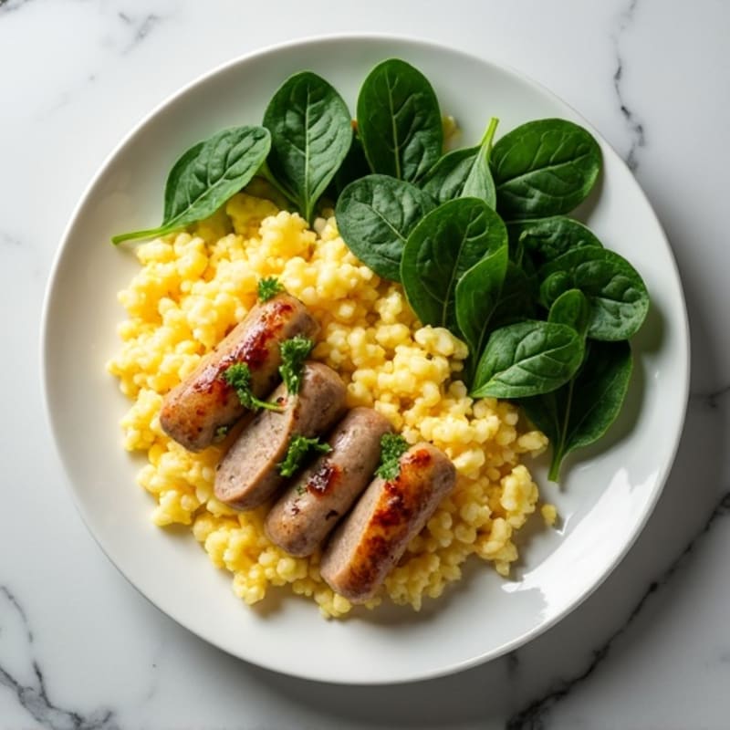 Egg White Scramble with Turkey Sausage and Spinach