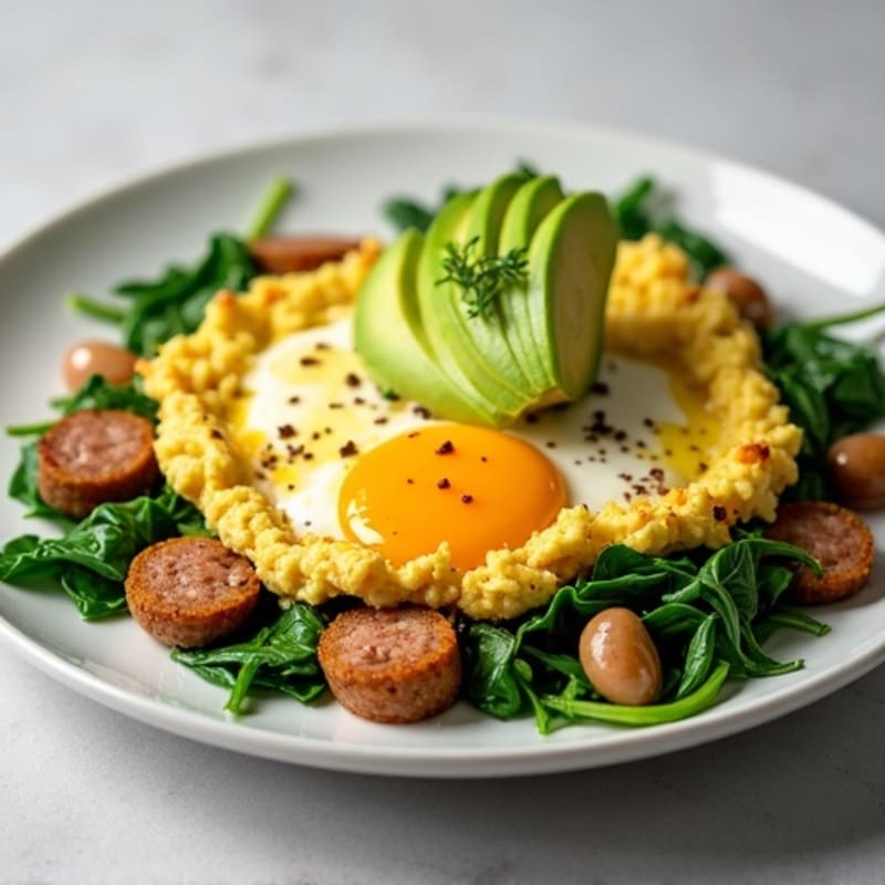 Egg White Scramble with Spinach and Turkey Sausage