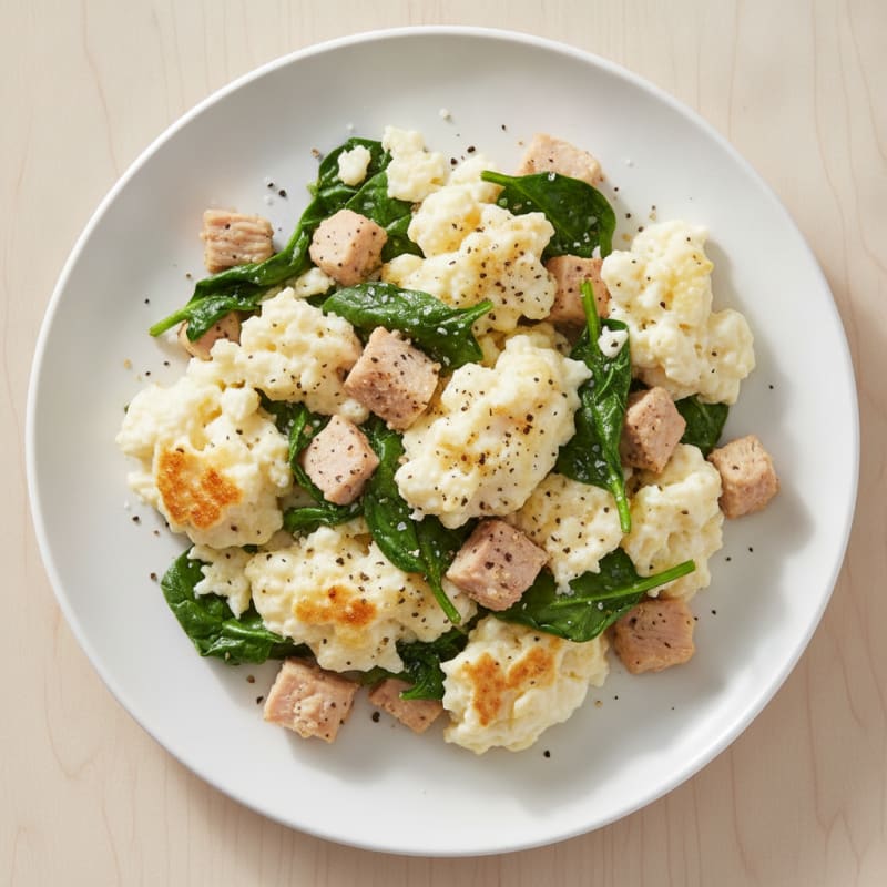 Egg White and Turkey Breast Scramble with Spinach