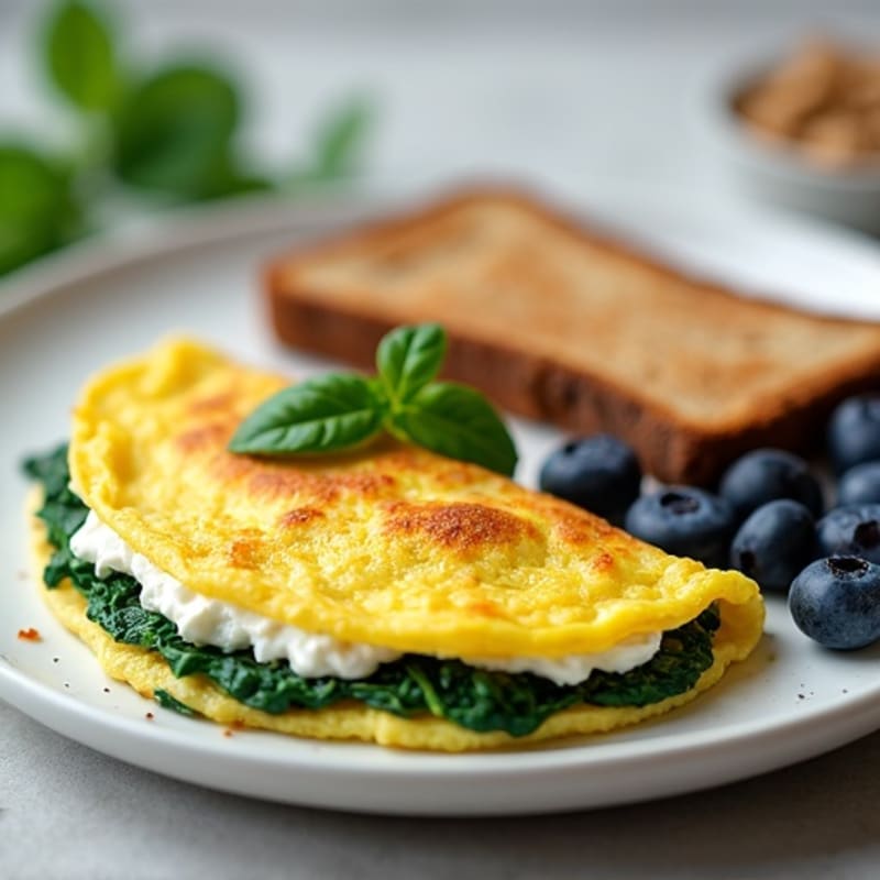 Egg White Spinach Omelette with Cottage Cheese