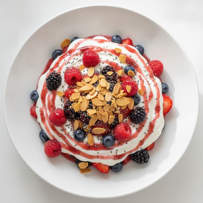 Creamy Greek Yogurt Protein Parfait with Mixed Berries and Almonds