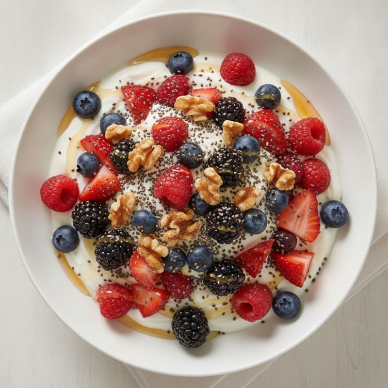 Greek Yogurt Bowl with Mixed Berries and Chia Seeds
