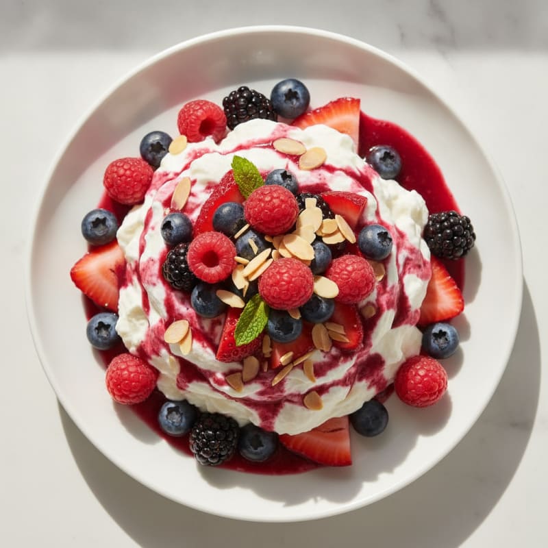 Silky Greek Yogurt Protein Mousse with Mixed Berries