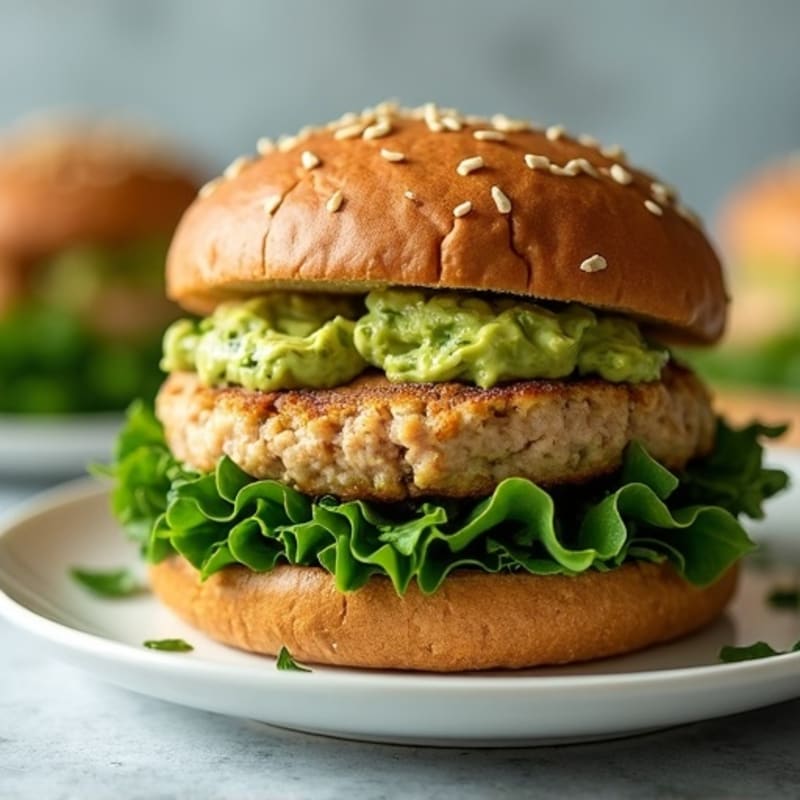 Lean Turkey Spinach Burger with Avocado Spread