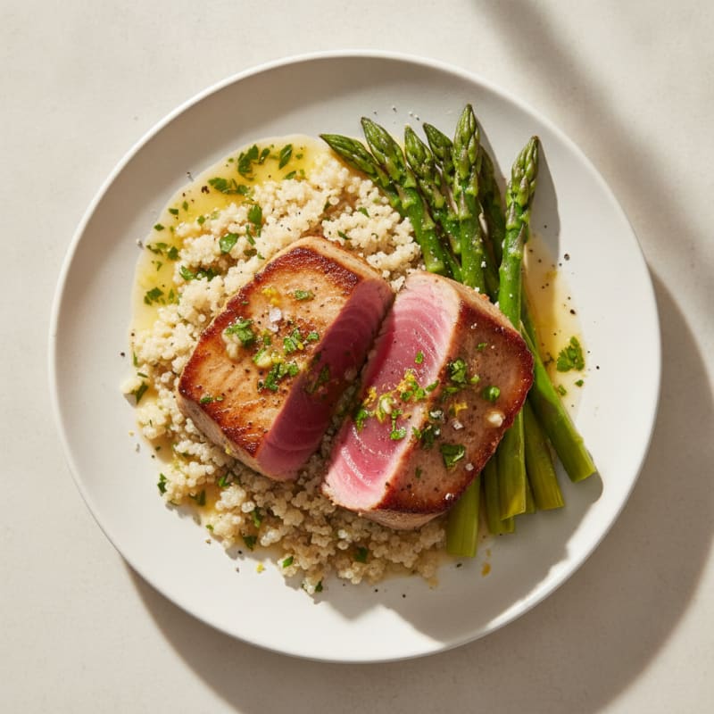 Pan-Seared Tuna with Lemon-Herb Sauce